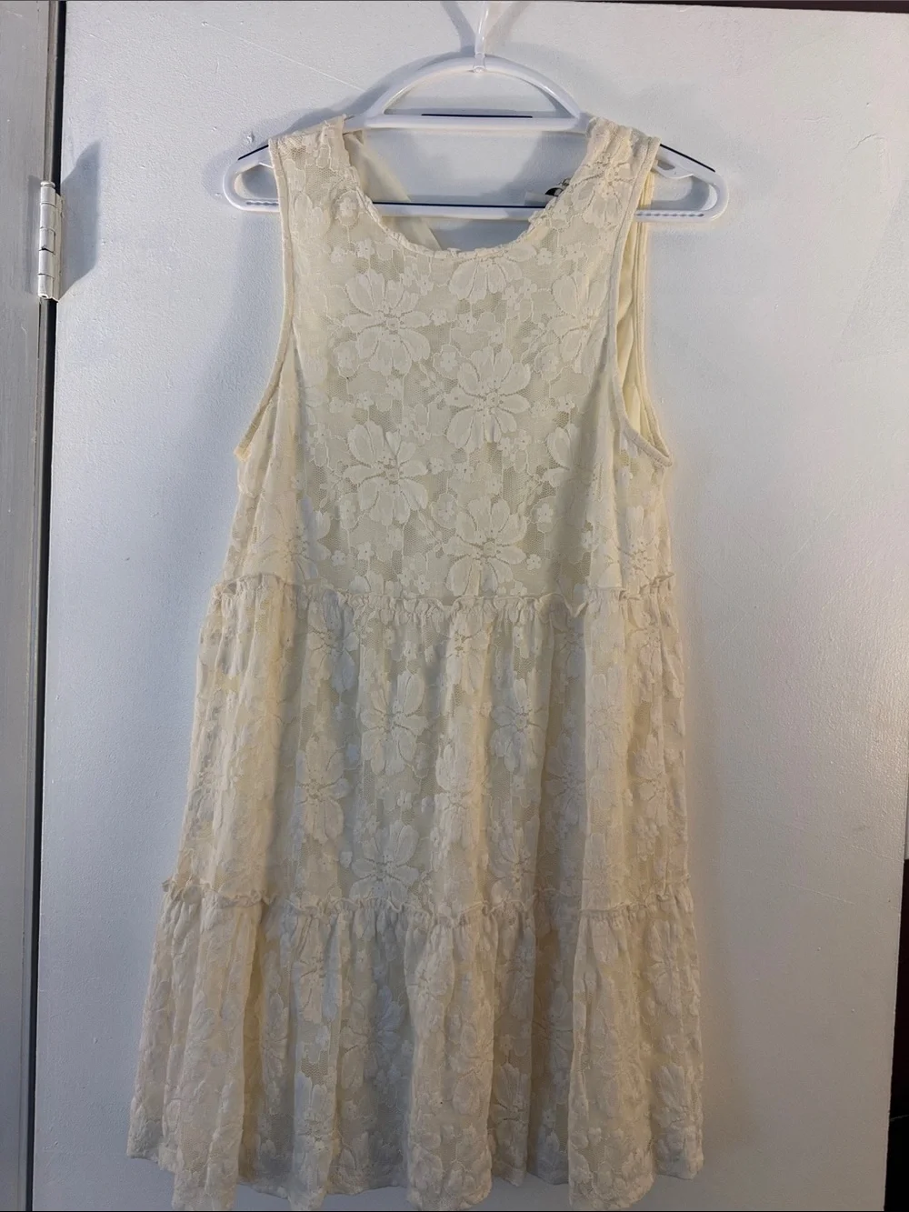 Speechless Cream Lace Ruffle Dress - Picture 1 of 6